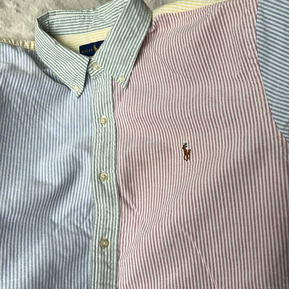 Ralph Lauren Slim Fit Button Down XL Colorblock multicolor stripe oxford shirt